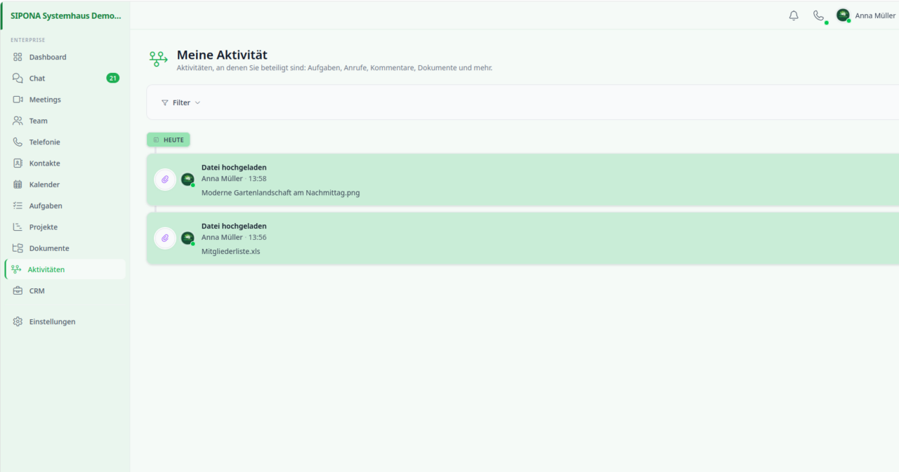 Screenshot Aktivitäten